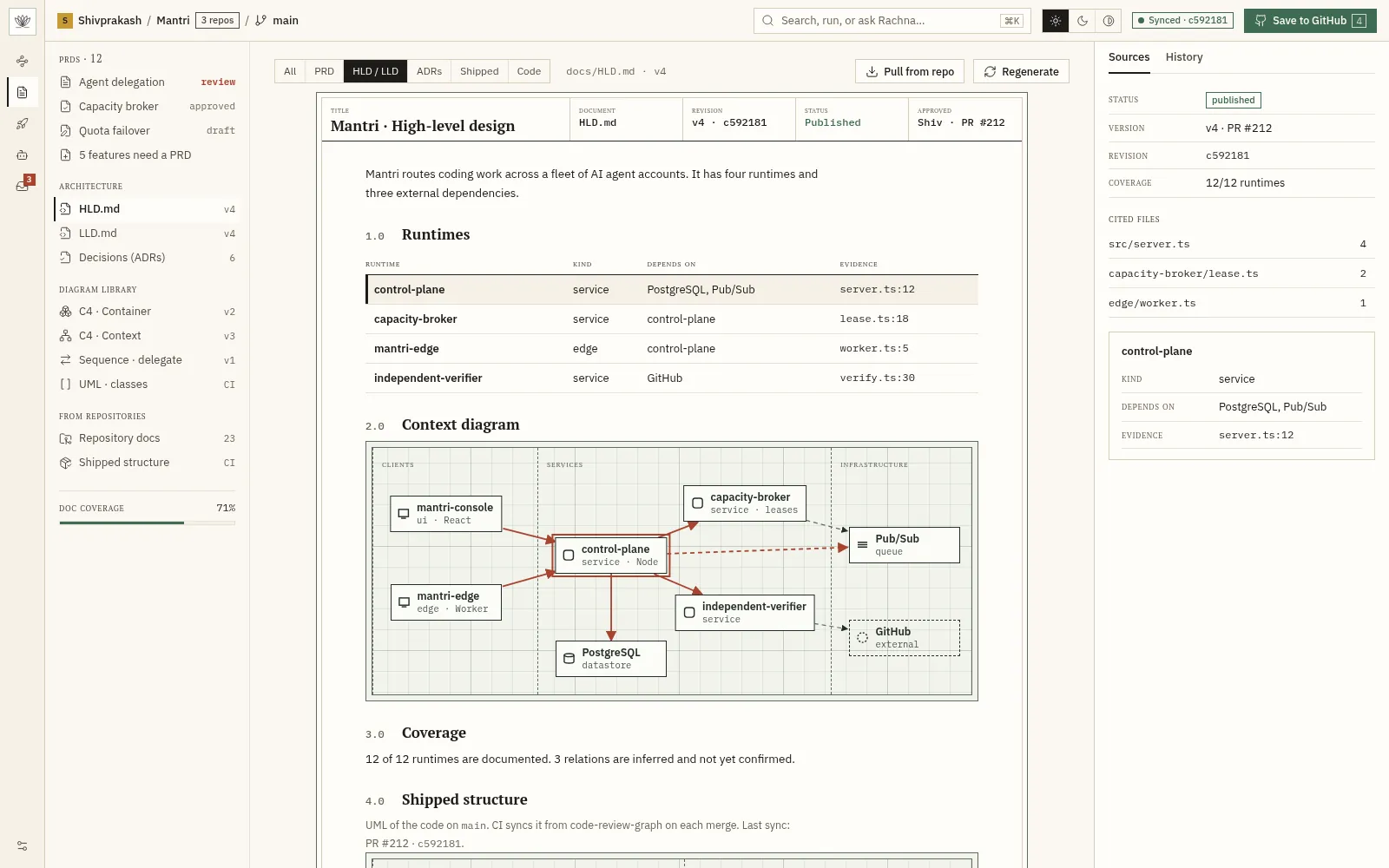 A high-level design document with cited runtimes